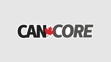 Logo - Can Core text with red Canadian leaf in the middle of the two words